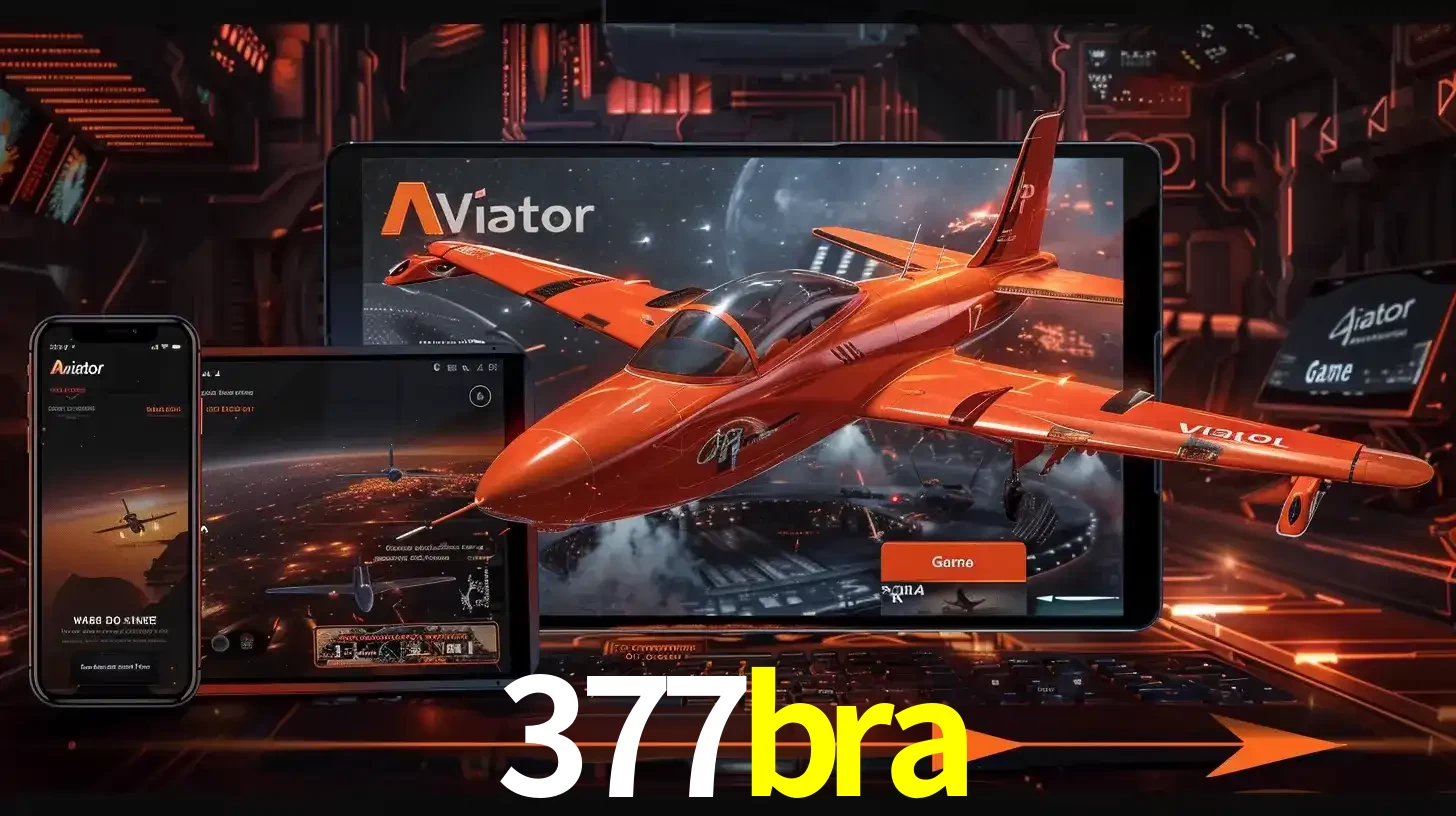 Apresentação tecnológica do jogo Aviator com um avião saindo da tela de um tablet, demonstrando a experiência imersiva em múltiplos dispositivos no 377bra.