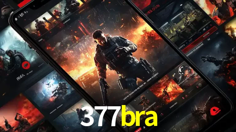 Tela de um celular exibindo uma galeria de jogos de tiro com temática militar, mostrando a variedade de e-sports disponíveis para apostas na plataforma de entretenimento 377bra.